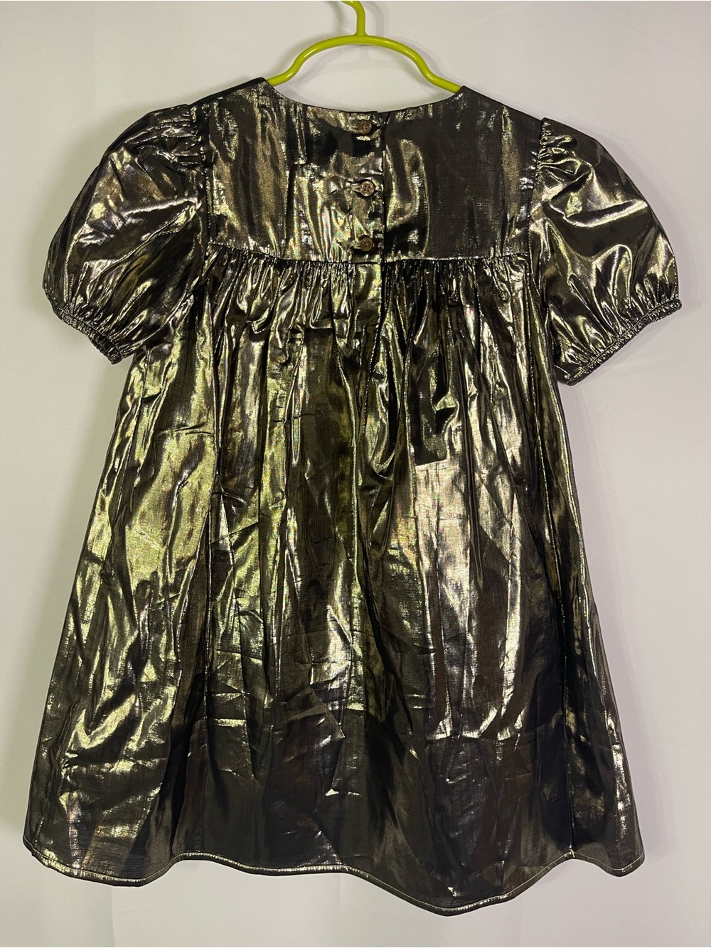 GAP Metallic Gold Puff Sleeve Dress - Picture 4 of 7